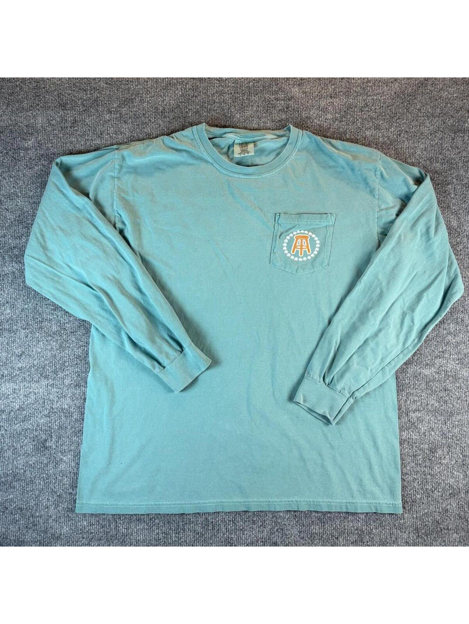 Barstool Sports Teal Long Sleeve Pocket T-Shirt Large - Casual, Comfort Colors